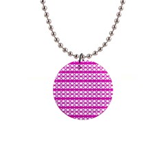 Circles Lines Bright Pink Modern Pattern Button Necklaces