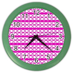 Circles Lines Bright Pink Modern Pattern Color Wall Clock