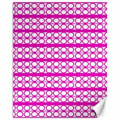 Circles Lines Bright Pink Modern Pattern Canvas 11  x 14 