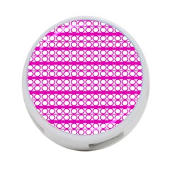 Circles Lines Bright Pink Modern Pattern 4-Port USB Hub (One Side)