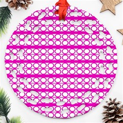 Circles Lines Bright Pink Modern Pattern Ornament (Round Filigree)