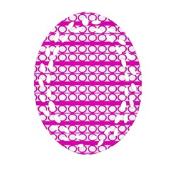 Circles Lines Bright Pink Modern Pattern Oval Filigree Ornament (Two Sides)