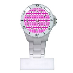 Circles Lines Bright Pink Modern Pattern Plastic Nurses Watch