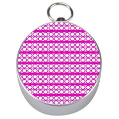 Circles Lines Bright Pink Modern Pattern Silver Compasses by BrightVibesDesign