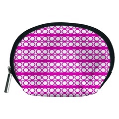 Circles Lines Bright Pink Modern Pattern Accessory Pouch (medium) by BrightVibesDesign