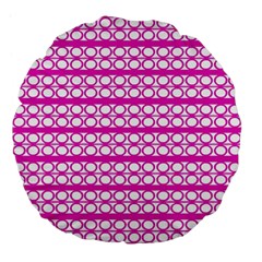 Circles Lines Bright Pink Modern Pattern Large 18  Premium Flano Round Cushions