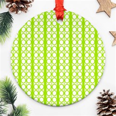 Circle Stripes Lime Green Modern Pattern Design Ornament (round) by BrightVibesDesign