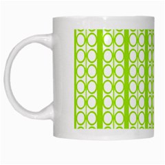 Circle Stripes Lime Green Modern Pattern Design White Mugs by BrightVibesDesign