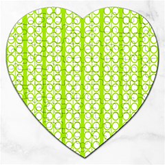 Circle Stripes Lime Green Modern Pattern Design Jigsaw Puzzle (heart) by BrightVibesDesign