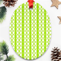 Circle Stripes Lime Green Modern Pattern Design Oval Ornament (two Sides) by BrightVibesDesign