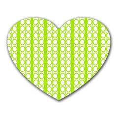 Circle Stripes Lime Green Modern Pattern Design Heart Mousepads by BrightVibesDesign