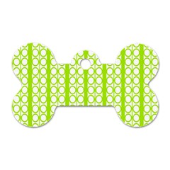 Circle Stripes Lime Green Modern Pattern Design Dog Tag Bone (one Side) by BrightVibesDesign