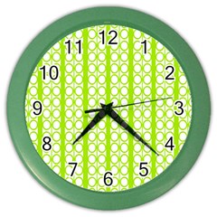 Circle Stripes Lime Green Modern Pattern Design Color Wall Clock by BrightVibesDesign