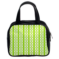 Circle Stripes Lime Green Modern Pattern Design Classic Handbag (two Sides) by BrightVibesDesign