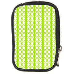 Circle Stripes Lime Green Modern Pattern Design Compact Camera Leather Case by BrightVibesDesign