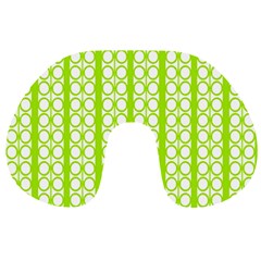 Circle Stripes Lime Green Modern Pattern Design Travel Neck Pillows by BrightVibesDesign