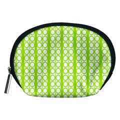 Circle Stripes Lime Green Modern Pattern Design Accessory Pouch (medium) by BrightVibesDesign