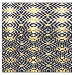 Gold Triangles And Black Pattern By Flipstylez Designs Large Satin Scarf (square) by flipstylezfashionsLLC