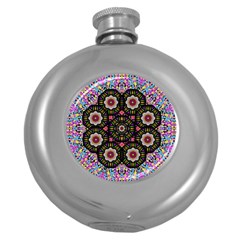 Decorative Ornate Candy With Soft Candle Light For Peace Round Hip Flask (5 Oz) by pepitasart