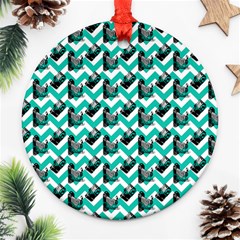 Vintage Camera Chevron Aqua Ornament (round) by snowwhitegirl