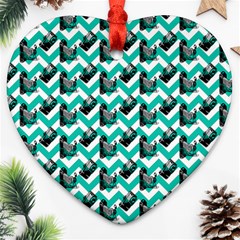 Vintage Camera Chevron Aqua Ornament (heart) by snowwhitegirl