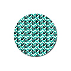 Vintage Camera Chevron Aqua Magnet 3  (round) by snowwhitegirl