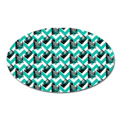 Vintage Camera Chevron Aqua Oval Magnet by snowwhitegirl