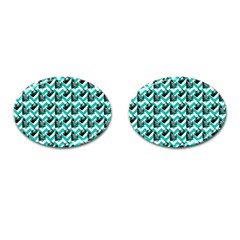 Vintage Camera Chevron Aqua Cufflinks (oval)