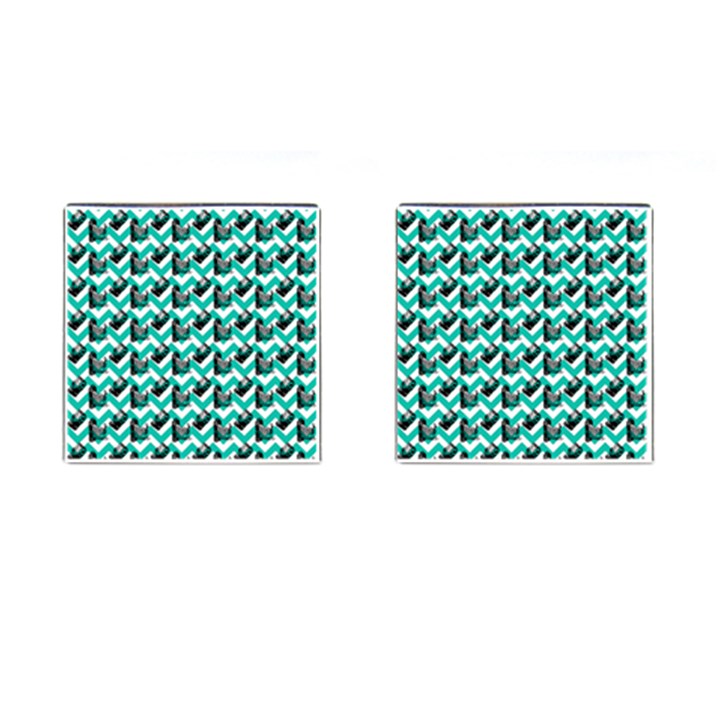 Vintage Camera Chevron Aqua Cufflinks (Square)