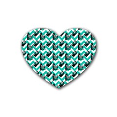 Vintage Camera Chevron Aqua Heart Coaster (4 Pack)  by snowwhitegirl