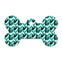 Vintage Camera Chevron Aqua Dog Tag Bone (two Sides) by snowwhitegirl