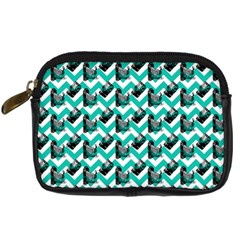 Vintage Camera Chevron Aqua Digital Camera Leather Case by snowwhitegirl