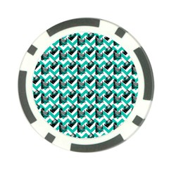 Vintage Camera Chevron Aqua Poker Chip Card Guard (10 Pack) by snowwhitegirl