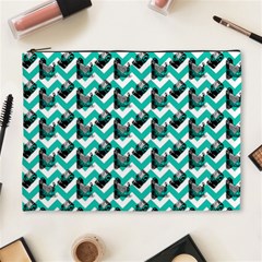 Vintage Camera Chevron Aqua Cosmetic Bag (xl) by snowwhitegirl