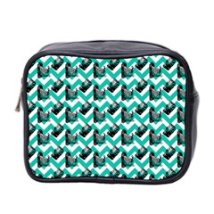 Vintage Camera Chevron Aqua Mini Toiletries Bag (two Sides) by snowwhitegirl