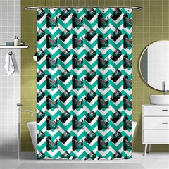 Vintage Camera Chevron Aqua Shower Curtain 48  X 72  (small)  by snowwhitegirl