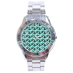 Vintage Camera Chevron Aqua Stainless Steel Analogue Watch Front