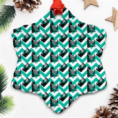 Vintage Camera Chevron Aqua Ornament (snowflake) by snowwhitegirl