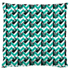 Vintage Camera Chevron Aqua Large Cushion Case (two Sides) by snowwhitegirl