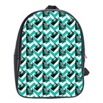 Vintage Camera Chevron Aqua School Bag (XL) Front