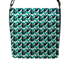 Vintage Camera Chevron Aqua Flap Closure Messenger Bag (l) by snowwhitegirl