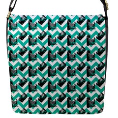 Vintage Camera Chevron Aqua Flap Closure Messenger Bag (s) by snowwhitegirl