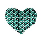 Vintage Camera Chevron Aqua Standard 16  Premium Flano Heart Shape Cushions Front