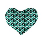 Vintage Camera Chevron Aqua Standard 16  Premium Flano Heart Shape Cushions Back