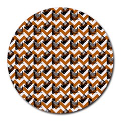 Vintage Camera Chevron Orange Round Mousepads by snowwhitegirl