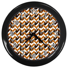 Vintage Camera Chevron Orange Wall Clock (black) by snowwhitegirl