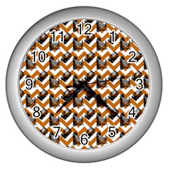 Vintage Camera Chevron Orange Wall Clock (silver) by snowwhitegirl