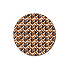 Vintage Camera Chevron Orange Rubber Coaster (round)  by snowwhitegirl