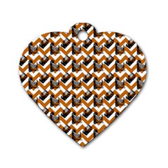 Vintage Camera Chevron Orange Dog Tag Heart (two Sides) by snowwhitegirl