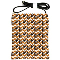 Vintage Camera Chevron Orange Shoulder Sling Bag by snowwhitegirl